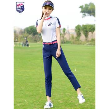 新款ZG6高爾夫女裝球服裝女士球衣高端短袖T恤上衣防曬透氣九分褲