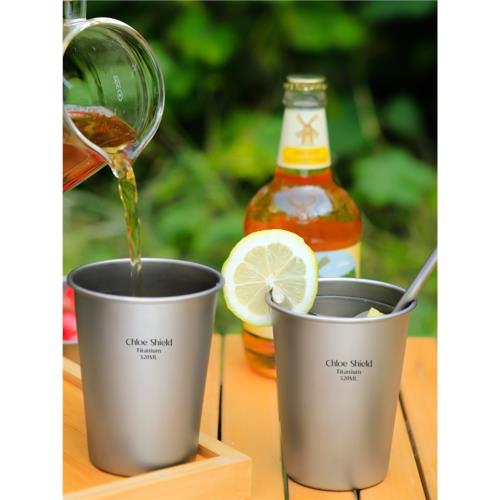 蔻盾戶外純鈦水杯鈦杯露營便攜冰花啤酒杯飲料杯單層鈦合金隨手杯