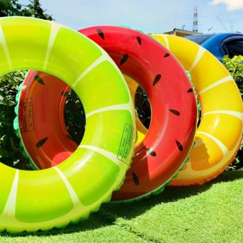 成人兒童充氣游泳圈水上浮排西瓜橙子檸檬水果網紅泳圈加厚浮趴圈