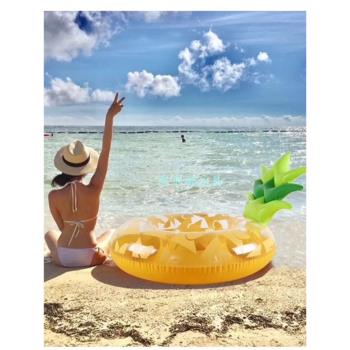 菠蘿漂浮充氣游泳圈愛心水果可愛水上救生圈天鵝水泡旅游攝影道具