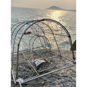 三馳漁具拱形不銹鋼捕魚籠螃蟹籠海水防銹倒須設計自動抓魚漁網
