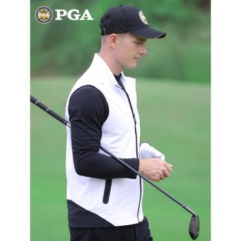 美國PGA 2023新品高爾夫馬甲男士春夏服裝運動外套網格內里