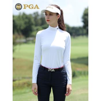 美國PGA 高爾夫打底衫 春夏服裝 女士長袖T恤 高彈面料女裝衣服