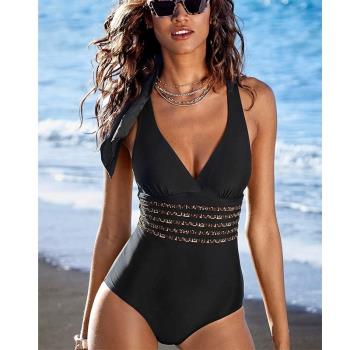2023外貿新款歐美性感連體遮肚顯瘦女款速賣通ebay外單跨境泳裝