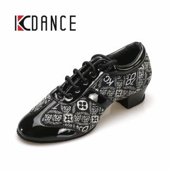 KC舞鞋1854黑色漆面拼接版專業教師鞋中跟成人男女軟底形體鞋