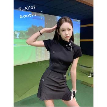 高爾夫服裝女韓版高爾夫短袖女顯瘦彈力golf短袖女套裝女高爾夫裙