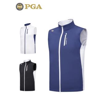 美國PGA 高爾夫馬甲 男士輕便保暖外套 吸光發熱內里 拼色設計