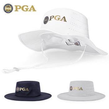 美國PGA高爾夫球帽男2024新款可拆調節繩漁夫帽透氣吸汗帶遮陽帽