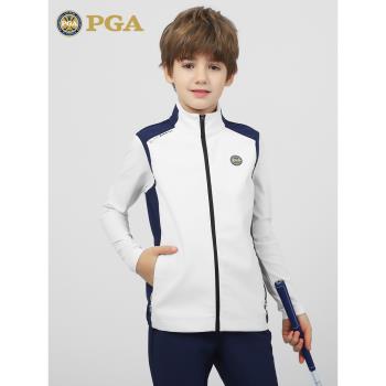 美國PGA 兒童高爾夫服裝男童馬甲春夏保暖外套運動背心光發熱內里
