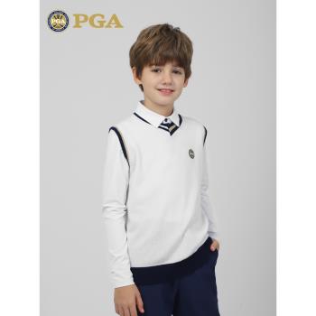 美國PGA 高爾夫服裝兒童春夏毛衣男女童背心英倫風保暖羊毛衫馬甲