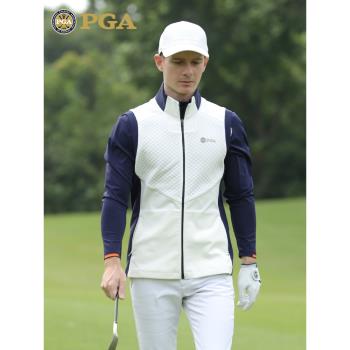 美國PGA 高爾夫馬甲 男士春夏季保暖外套 吸光發熱面料 立領設計