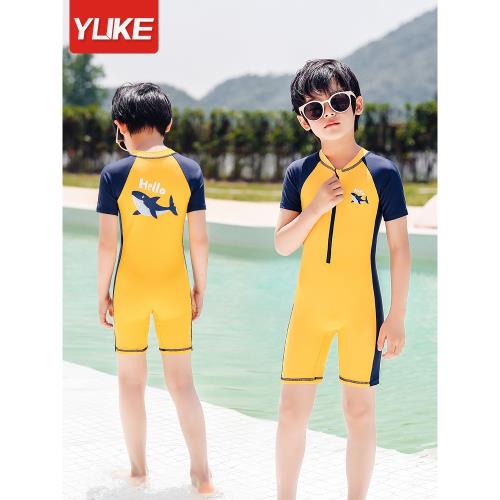 兒童泳衣男童中大童連體游泳衣男孩防曬速干泳褲2025新款訓練泳裝