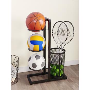 籃球收納架家用球架排球羽毛球拍兒童籃球架筐健身器材簡易置物架