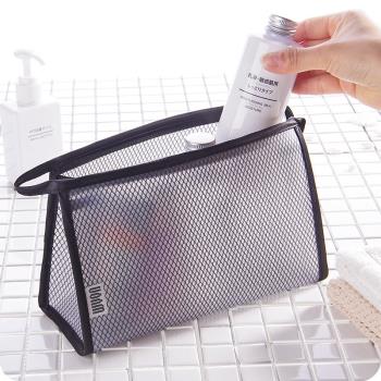 旅行防水洗漱袋透明網格化妝包大容量簡約系洗漱包多功能收納袋