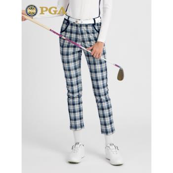美國PGA 新品高爾夫褲子女士/長褲燈芯絨英倫風格子女裝九分褲