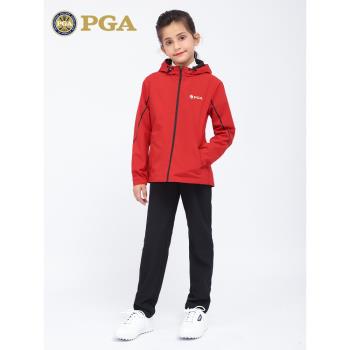 美國PGA兒童高爾夫球服裝女童外套衣服時尚青少年雨衣級防水套裝