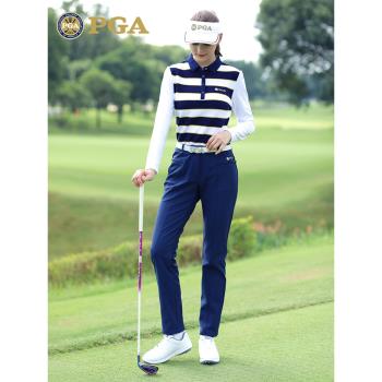 美國PGA 新款高爾夫球衣女春夏服翻領POLO衫舒適時尚服裝上衣