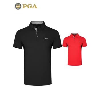 美國PGA 2023夏季高爾夫服裝男士短袖T恤 時尚運動彈力男裝上衣