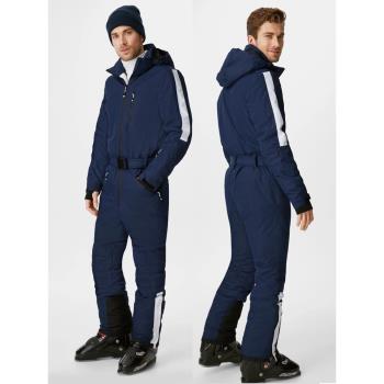 荷蘭C&A 男款連體滑雪服 夾棉厚衣戶外專業有大碼200斤穿釣魚騎車