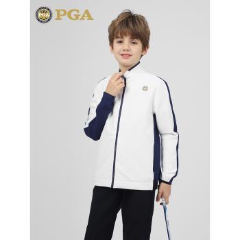 美國PGA兒童高爾夫外套男童裝春秋季青少年服裝立領衣服百搭馬甲