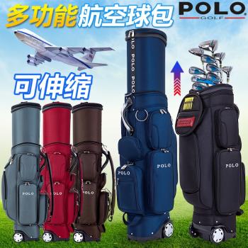POLO GOLF高爾夫伸縮球包 男款 多功能托運航空球包 帶拖輪球桿袋