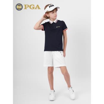 美國PGA高爾夫兒童服裝新款男童短袖T恤春夏季青少年運動上衣服