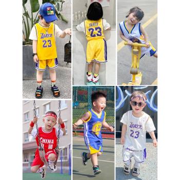 兒童籃球服套裝男童科比24號湖人球衣夏季女孩小學生訓練運動球服