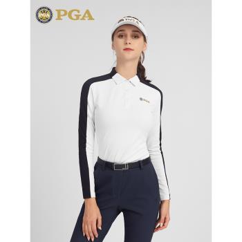 美國PGA 2023新款高爾夫女裝高端長袖T恤夏季顯瘦衣服親膚服裝