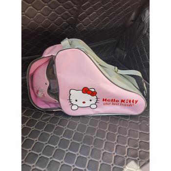 迪士尼凱蒂貓輪滑包背包兒童溜冰鞋單肩包袋子旱冰鞋包收納裝備包