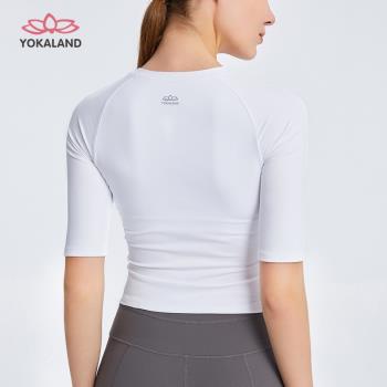 優卡蓮春夏新款短款緊身中短袖收腰健身跑步瑜伽運動T恤女LTW259