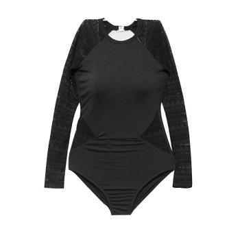 維多溫利亞連體泳衣女長袖遮顯肚瘦BUV感保守浮潛比基尼三角性泳