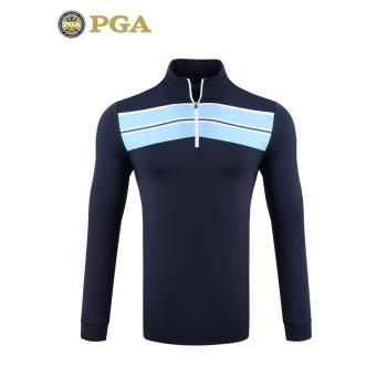 美國PGA 高爾夫服裝 男士長袖T恤 秋冬季保暖衣領外套男裝polo衫