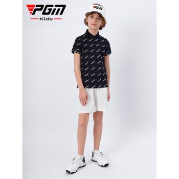 PGM 新品男童高爾夫衣服短袖T恤春夏季運青少年上衣速干服裝