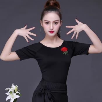 成年拉丁舞服裝專業短袖上衣新款秋冬中老年廣場舞莫代爾跳舞演出