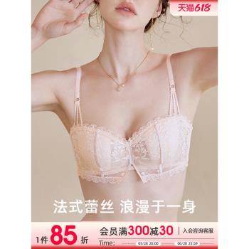 性感內衣女士薄款大胸顯小胸聚攏純欲法式兔耳朵蕾絲文胸bra套裝