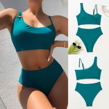 2021新款歐美熱賣純色分體泳裝ins沙灘度假背心式性感bikini泳衣
