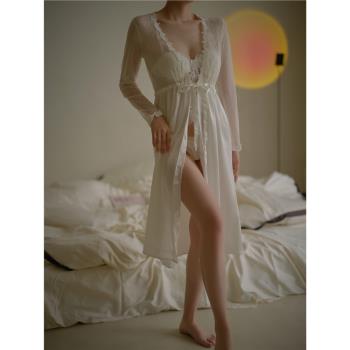 新品F-016睡衣女款夏季2023新款睡裙長款性感純欲風睡衣兩件套