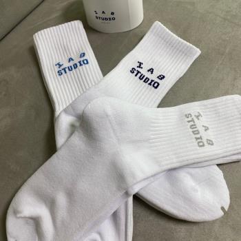 IAB STUDIO韓國小眾潮牌運動街頭提花字母純棉中筒襪襪子男女INS