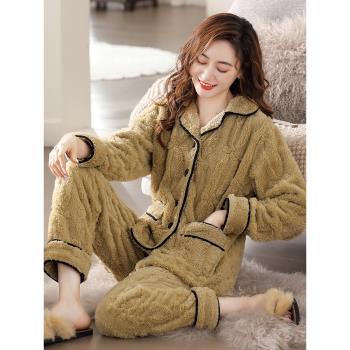 女士加厚法蘭絨冬款家居服睡衣