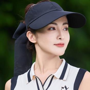 高爾夫球帽女蝴蝶結空頂帽時尚氣質大檐帽防曬太陽帽golf帽子女帽
