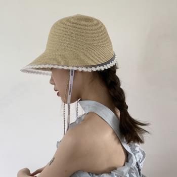 草帽女編織夏季海邊沙灘漁夫帽子