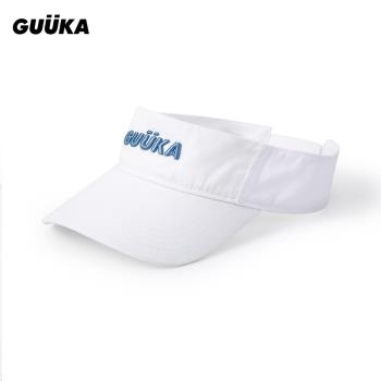 GUUKA夏季白色空頂帽潮牌情侶嘻哈遮陽防曬LOGO刺繡帽子運動跑步