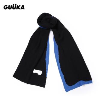GUUKA黑藍撞色冬季百搭兩用圍巾