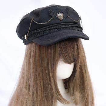 秋冬洛麗塔設計小眾黑色女貝雷帽