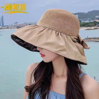 女夏季韓版黑膠戶外可折疊遮陽帽