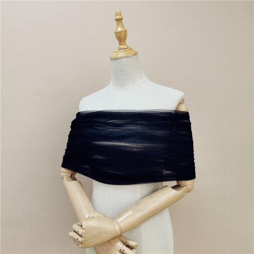 2021新娘結婚披肩無袖抹胸吊帶婚紗配件一字領軟水披肩黑色白色