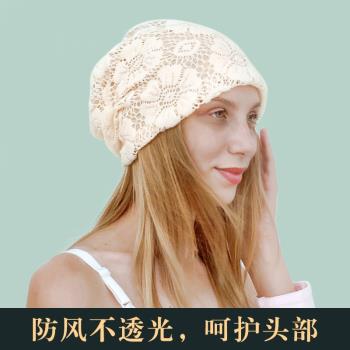 女夏季蕾絲化療空調帽薄款包頭巾