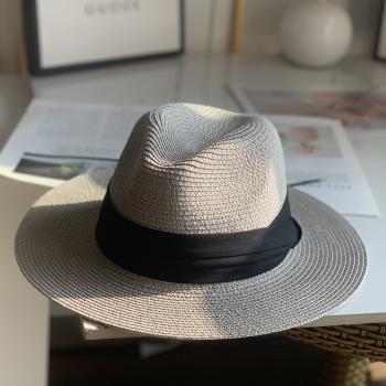 遮陽帽韓國夏季灰色百搭沙灘草帽