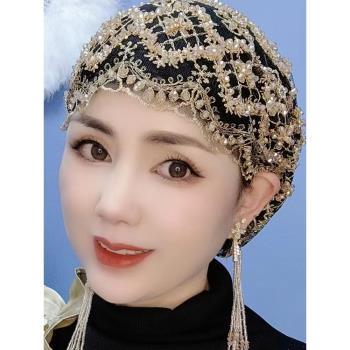 女蕾絲遮發帽時尚回民披肩頭巾