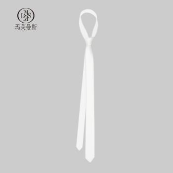 白色4CM休閑年輕裝飾細斜紋領帶
